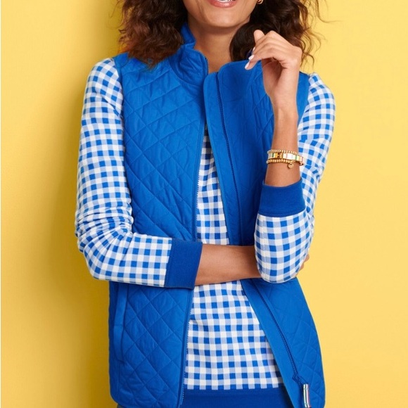Talbots crewneck sweatshirt gingham check long sleeve ribbed hem and cuffs - Picture 6 of 6